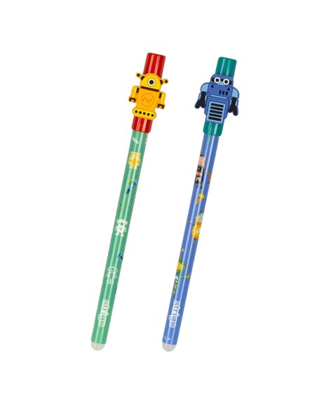 Set 2 pixuri cu cerneala termosensibila Strigo PIXT50, Motiv roboti Set 2 pixuri cu cerneala termosensibila Strigo PIXT50, Motiv roboti