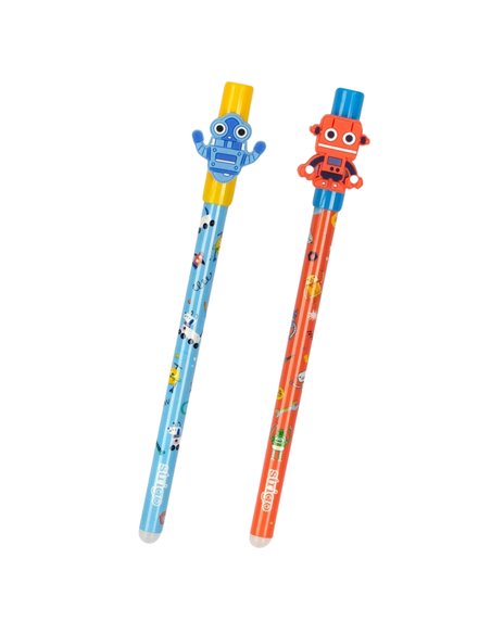 Set 2 pixuri cu cerneala termosensibila Strigo PIXT51, Motiv roboti