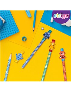 Set 2 pixuri cu cerneala termosensibila Strigo PIXT51, Motiv roboti 2