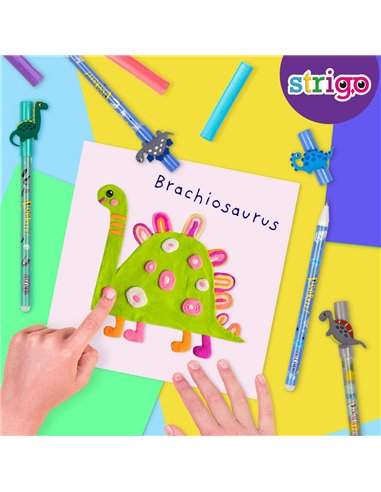 Set 2 pixuri cu cerneala termosensibila Strigo PIXT54, Motiv dino