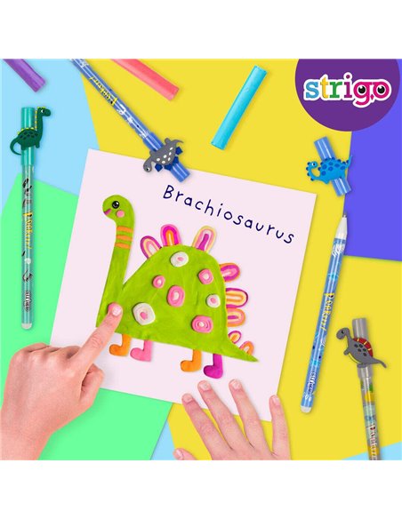 Set 2 pixuri cu cerneala termosensibila Strigo PIXT54, Motiv dino