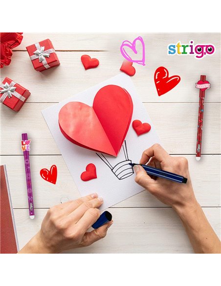 Set 2 pixuri cu cerneala termosensibila Strigo PIXT61, Motiv love