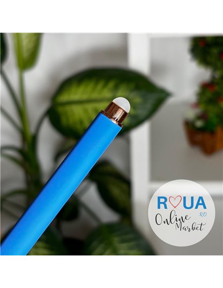 Stilou metalic cu cerneala termosensibila si penita ascunsa 85, Albastru neon