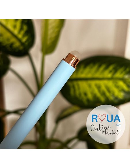 Stilou metalic cu cerneala termosensibila si penita ascunsa 82, Bleu neon