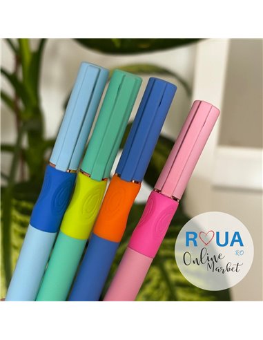 Stilou metalic cu cerneala termosensibila si penita ascunsa 82, Bleu neon