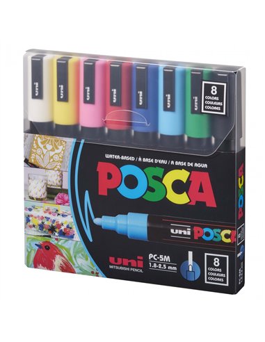 Set 8 markere UNI-POSCA PC-5M, 1.8-2.5 mm, M1486