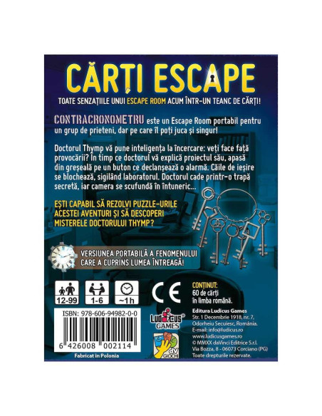 ROB-32377,Carti Escape - Contracronometru, ISBN: 978-606-94982-0-0