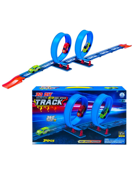 ROB-679-101A,Pista cu bucla 360° + masinuta, 34 piese