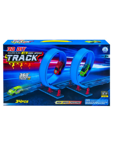 ROB-679-101A,Pista cu bucla 360° + masinuta, 34 piese
