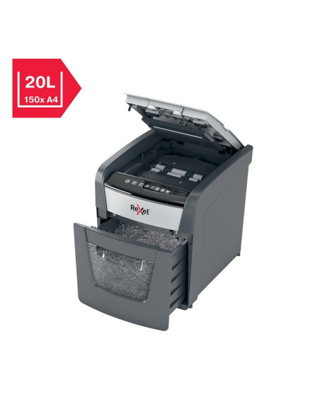 RX-2020050XEU,Distrugator documente automat REXEL OPTIMUM 50X, P4, cross-cut (confeti), 50 coli, cos 20l, negru-g