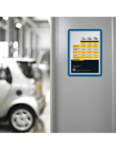 DJ-194901,Buzunar magnetic pentru documente A4, cu rama color, 2 buc/set, DJOIS - rama albastra