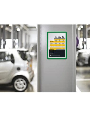 DJ-194905,Buzunar magnetic pentru documente A4, cu rama color, 2 buc/set, DJOIS - rama verde