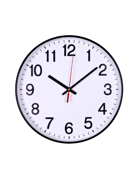 DN-13223411-05,Ceas de perete, 34 cm, cifre arabe, cadran alb, rama plastic neagra, DONAU