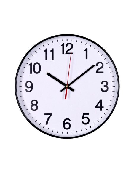 DN-13223411-05,Ceas de perete, 34 cm, cifre arabe, cadran alb, rama plastic neagra, DONAU