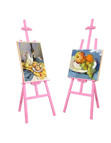CRDSEV3_150ROZ,Sevalet pictura, 150 cm, lemn de pin, inaltime reglabila, culoare roz