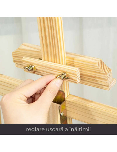 CRDSEV3_150ROZ,Sevalet pictura, 150 cm, lemn de pin, inaltime reglabila, culoare roz