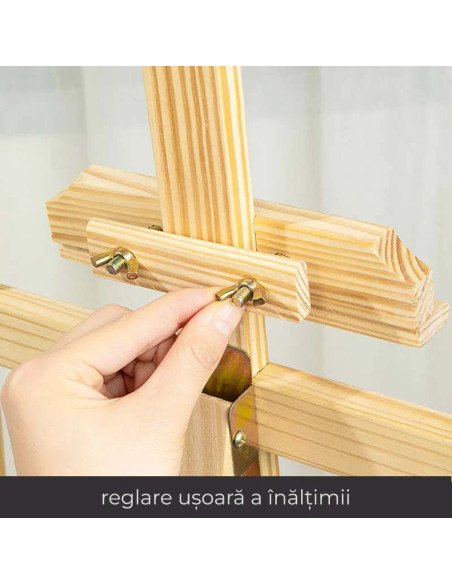 CRDSEV3_150ROZ,Sevalet pictura, 150 cm, lemn de pin, inaltime reglabila, culoare roz