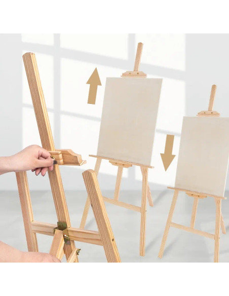 CRDSEV3_150ROZ,Sevalet pictura, 150 cm, lemn de pin, inaltime reglabila, culoare roz