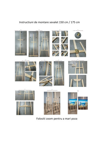 CRDSEV3_150ROZ,Sevalet pictura, 150 cm, lemn de pin, inaltime reglabila, culoare roz