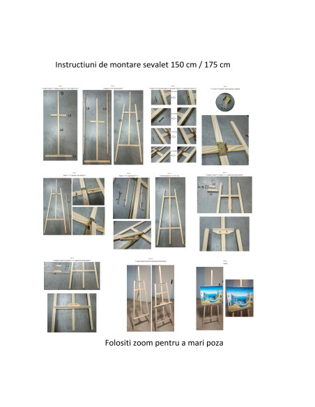 CRDSEV3_150ROZ,Sevalet pictura, 150 cm, lemn de pin, inaltime reglabila, culoare roz