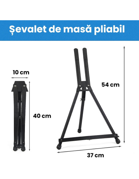 Sevalet de masa, birou, pliabil, material aluminiu, pentru panze de pana la 50x65 cm, 1.2kg