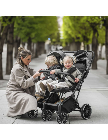 BB-BGO-7901,BabyGo - Carucior pliabil pentru gemeni GoTwice, Black