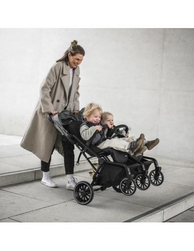 BB-BGO-7901,BabyGo - Carucior pliabil pentru gemeni GoTwice, Black