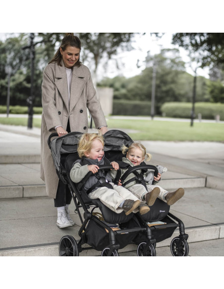 BB-BGO-7901,BabyGo - Carucior pliabil pentru gemeni GoTwice, Black