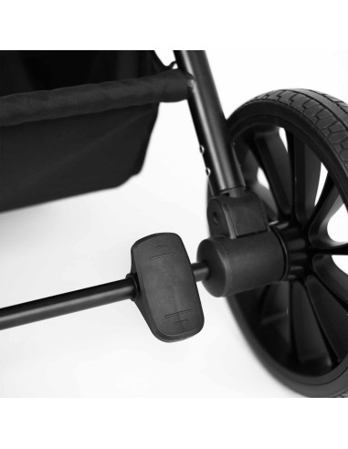 BB-BGO-77531,BabyGo - Carucior 3 in 1 Harmony Grey cu maner reglabil pe inaltime, cadru Black