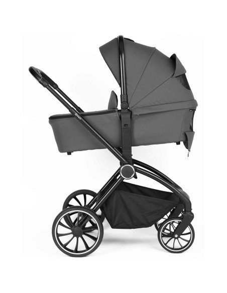 BB-BGO-77531,BabyGo - Carucior 3 in 1 Harmony Grey cu maner reglabil pe inaltime, cadru Black