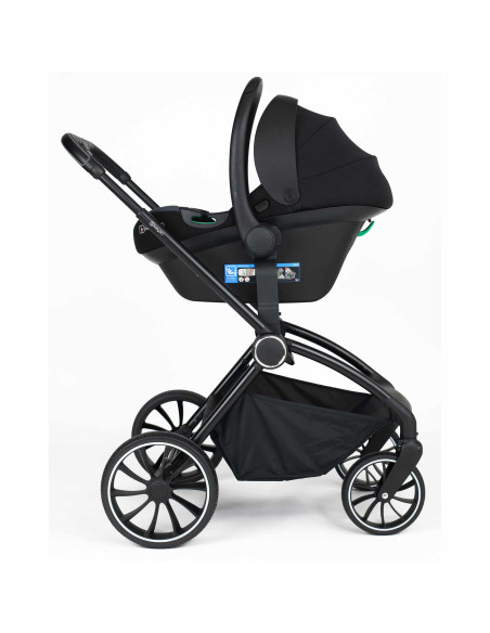 BB-BGO-77531,BabyGo - Carucior 3 in 1 Harmony Grey cu maner reglabil pe inaltime, cadru Black