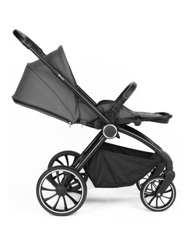 BB-BGO-77531,BabyGo - Carucior 3 in 1 Harmony Grey cu maner reglabil pe inaltime, cadru Black