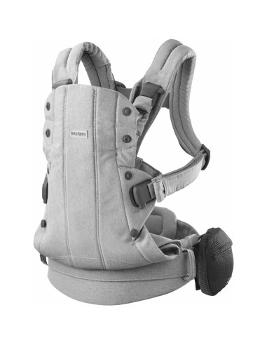 BS-088029E1,BabyBjorn - Marsupiu anatomic cu multiple pozitii de purtare colectia Harmony, tesatura melange, Light Gray