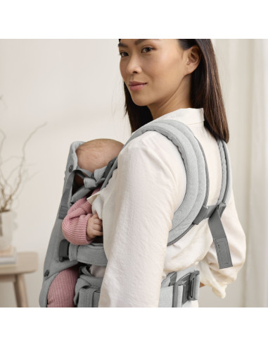BS-088029E1,BabyBjorn - Marsupiu anatomic cu multiple pozitii de purtare colectia Harmony, tesatura melange, Light Gray
