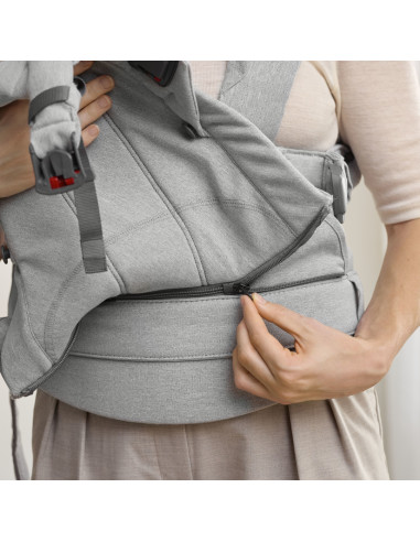 BS-088029E1,BabyBjorn - Marsupiu anatomic cu multiple pozitii de purtare colectia Harmony, tesatura melange, Light Gray