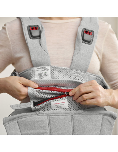 BS-088029E1,BabyBjorn - Marsupiu anatomic cu multiple pozitii de purtare colectia Harmony, tesatura melange, Light Gray