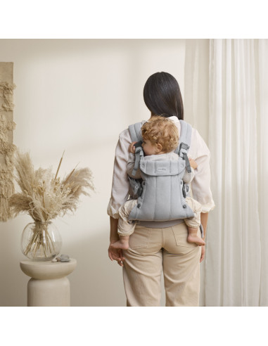 BS-088029E1,BabyBjorn - Marsupiu anatomic cu multiple pozitii de purtare colectia Harmony, tesatura melange, Light Gray