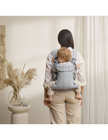 BS-088029E1,BabyBjorn - Marsupiu anatomic cu multiple pozitii de purtare colectia Harmony, tesatura melange, Light Gray
