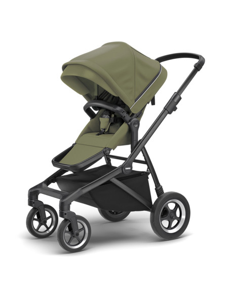 TA11000029,Carucior Thule SLEEK Cadru Negru si Copertina Soft Green (verde kaki)