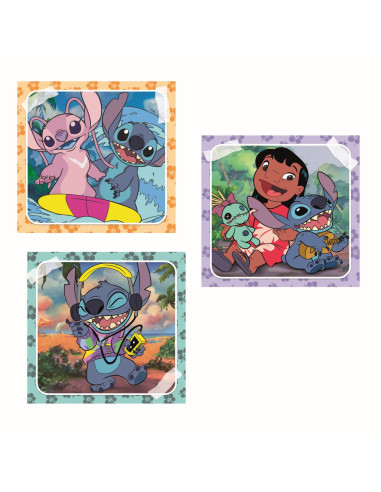 VV-1200-25321,Puzzle Super Color Disney 3x48 Stitch Clementoni