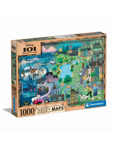 VV-1260-39665,Puzzle Story Maps 101 Dalmatieni 1000 De Piese Clementoni