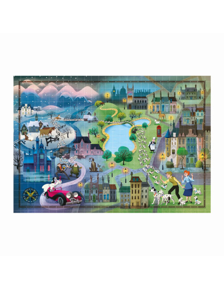 VV-1260-39665,Puzzle Story Maps 101 Dalmatieni 1000 De Piese Clementoni