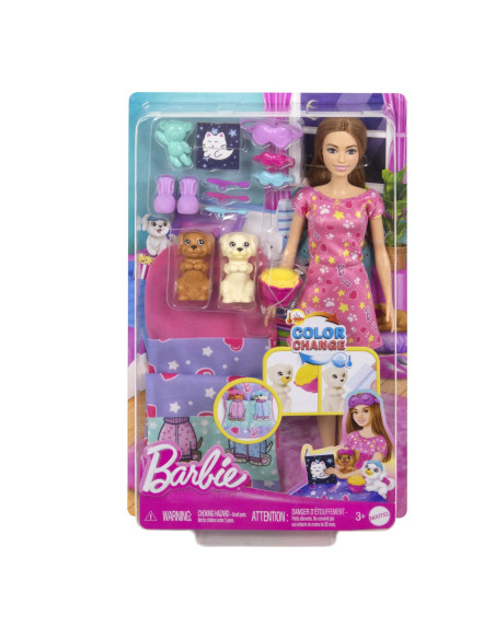 MTHXN01,Barbie Papusa Barbie Family Set Petrecere Cu 2 Catelusi Color Change