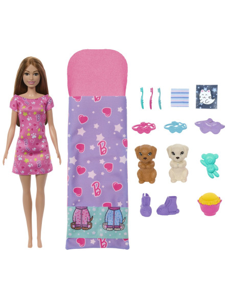 MTHXN01,Barbie Papusa Barbie Family Set Petrecere Cu 2 Catelusi Color Change