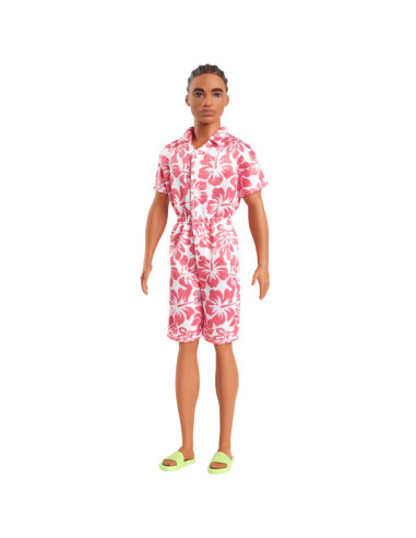 MTDWK44_HYT99,Barbie Papusa Baiat Fashionistas In Salopeta Stil Hawaian Si Sandale Verzi