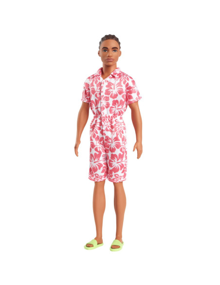 MTDWK44_HYT99,Barbie Papusa Baiat Fashionistas In Salopeta Stil Hawaian Si Sandale Verzi