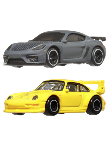 MTHBL96_HRR82,Hot Wheels Premium Set 2 Masinute Metalice Porsche 993 Gt2 Si Porsche 718 Cayman Gt4 Scara 1:64