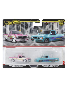 MTHBL96_HRR78,Hot Wheels Premium Set 2 Masinute Metalice Datsun Sunny Truck Si Nissan Hardbody Scara 1:64