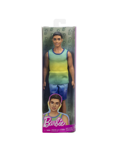 MTDWK44_HYV00,Barbie Papusa Baiat Fashionistas Brunet Cu Maiou Ombre Si Pantaloni Scurti De Blugi