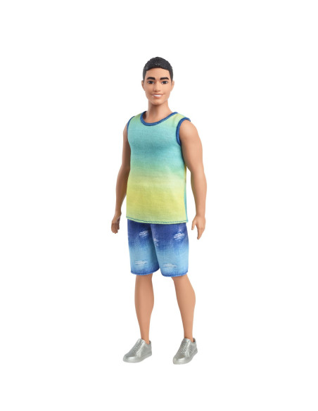 MTDWK44_HYV00,Barbie Papusa Baiat Fashionistas Brunet Cu Maiou Ombre Si Pantaloni Scurti De Blugi
